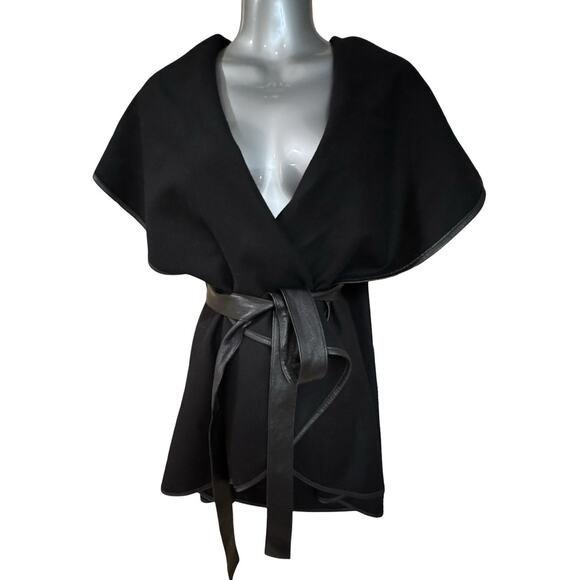 Maskit of Israel Cashmere Wool Leather Desert Coat Black Vest, Sz Medium - Picture 1 of 6